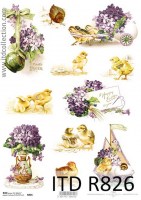 decoupage_papier_ryżowy_wielkanoc_kurczaki_fiołki1_itd_r826