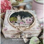 retro drobiazg, szkatułka retro, vintage, herbaciarka decoupage