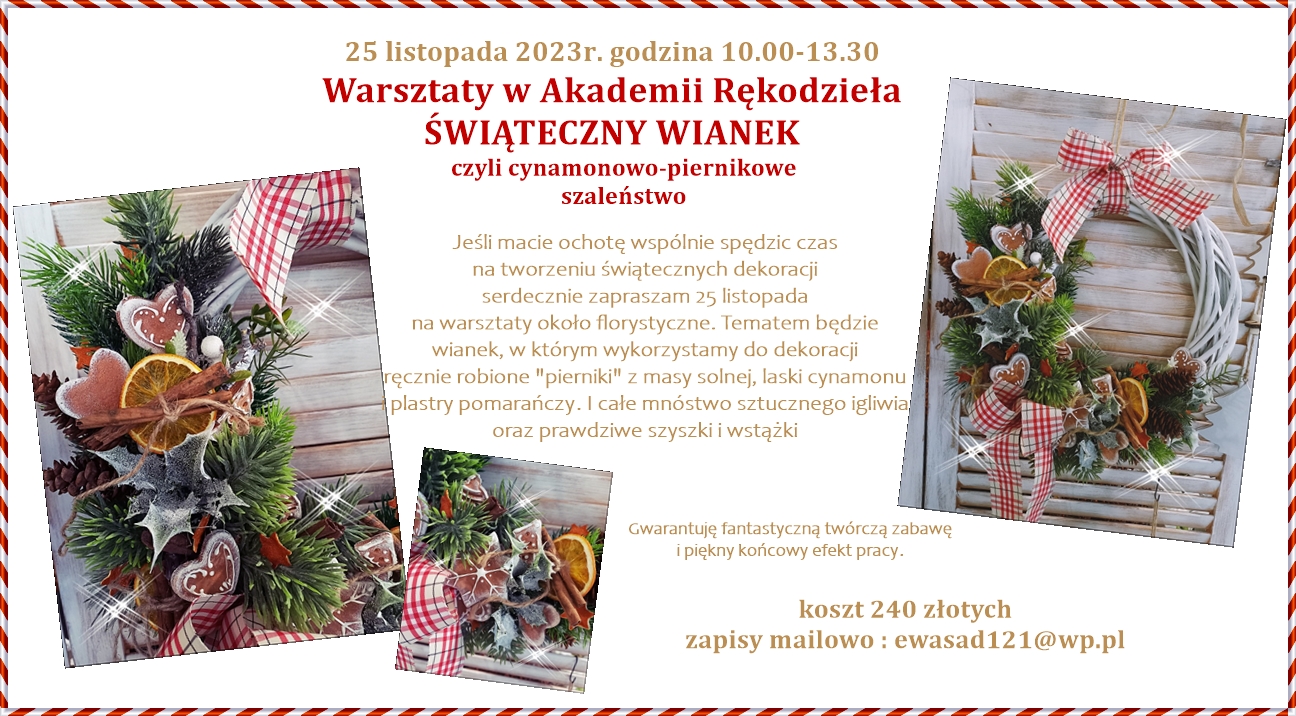 warsztaty florystyczne wianek bożonarodzeniowy